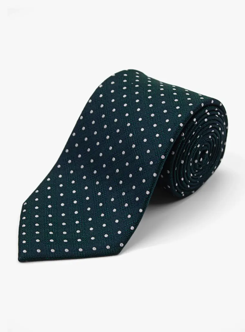 Polka Dot Green Silk Tie 1