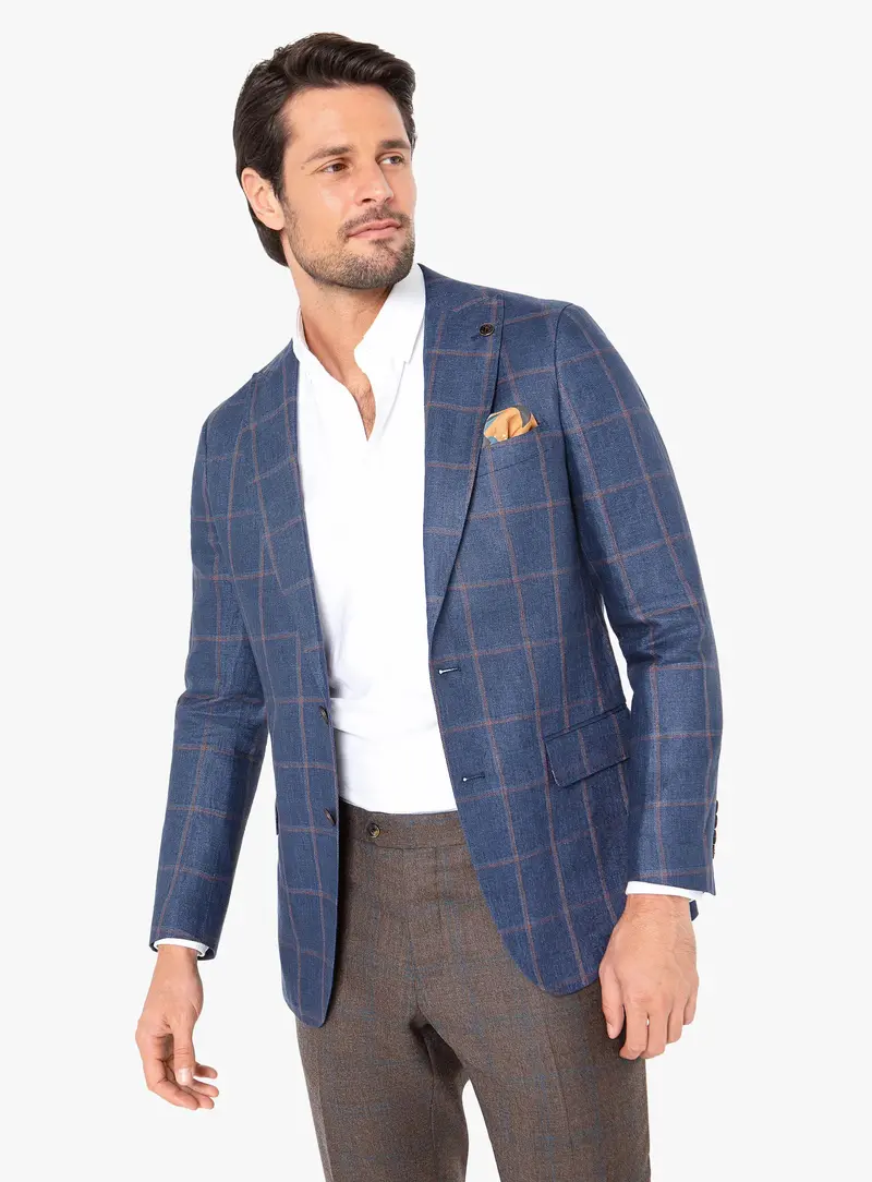 Portici Check Indigo Mulberry Jacket 1
