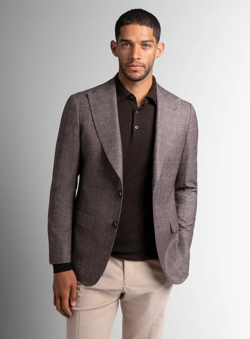 Portici Chocolate Brown Check Jacket 1