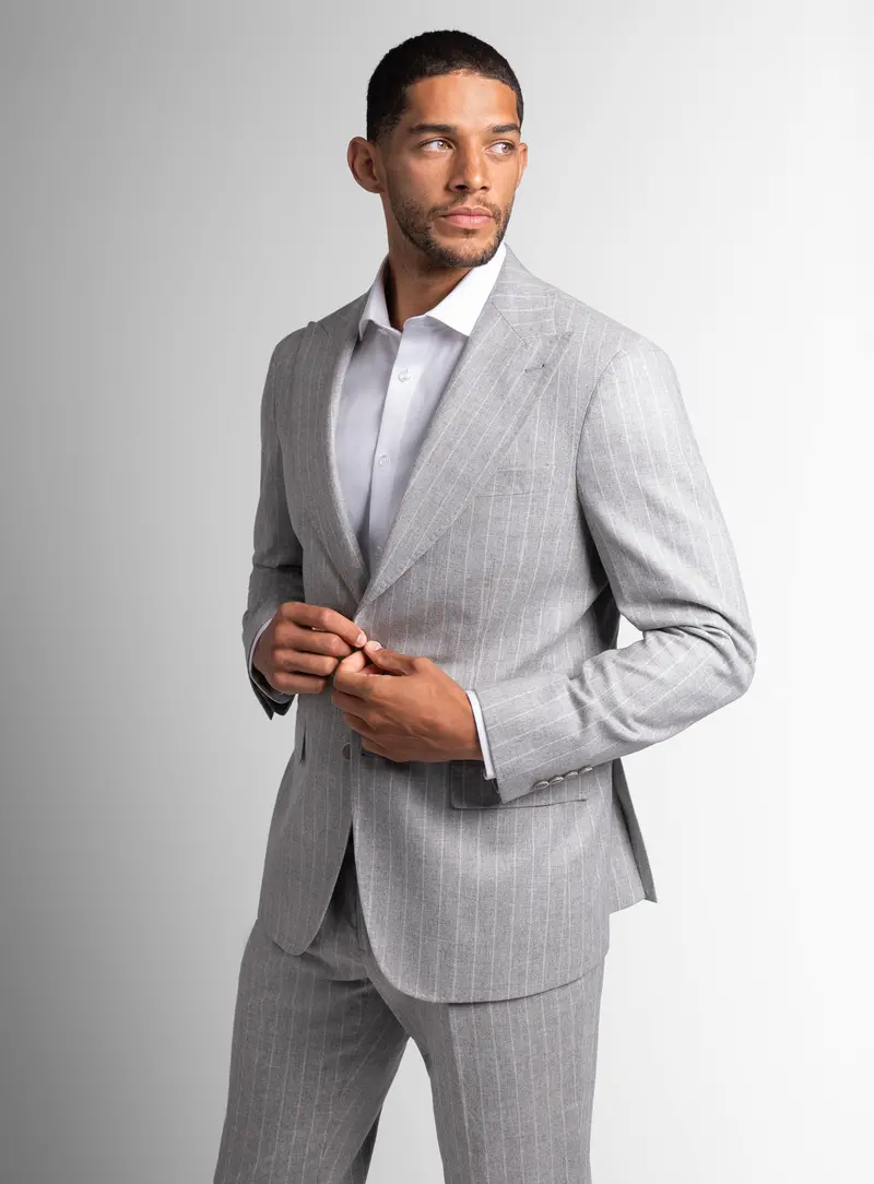 Portici Milled Pinstripe Silver Grey Jacket 1