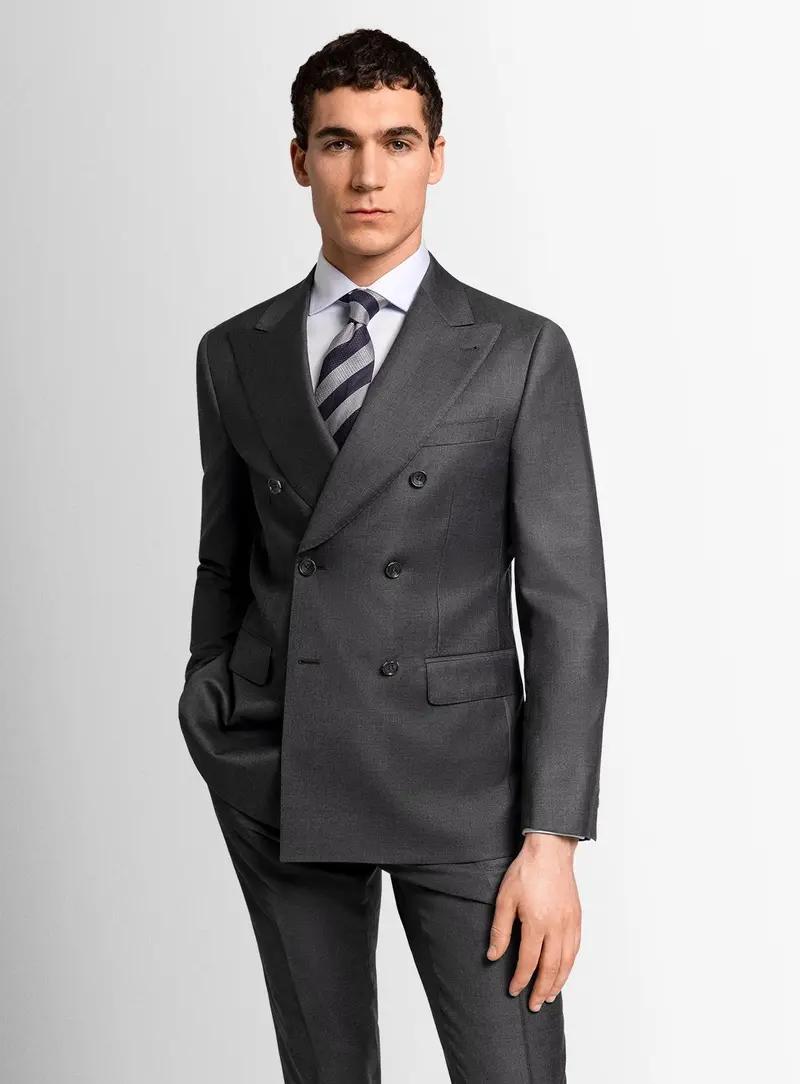 Positano Double Breasted Charcoal Suit Jacket 1