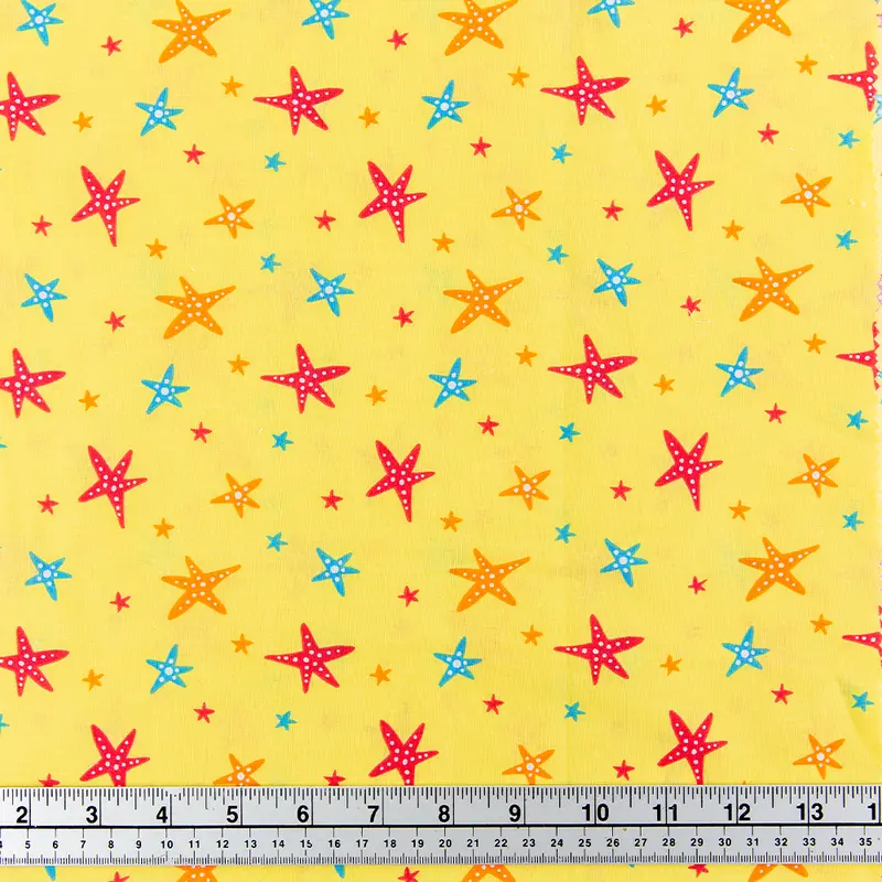 Print Craft & Quilting Fabric, Colorful Starfish- Width 110Cm 1