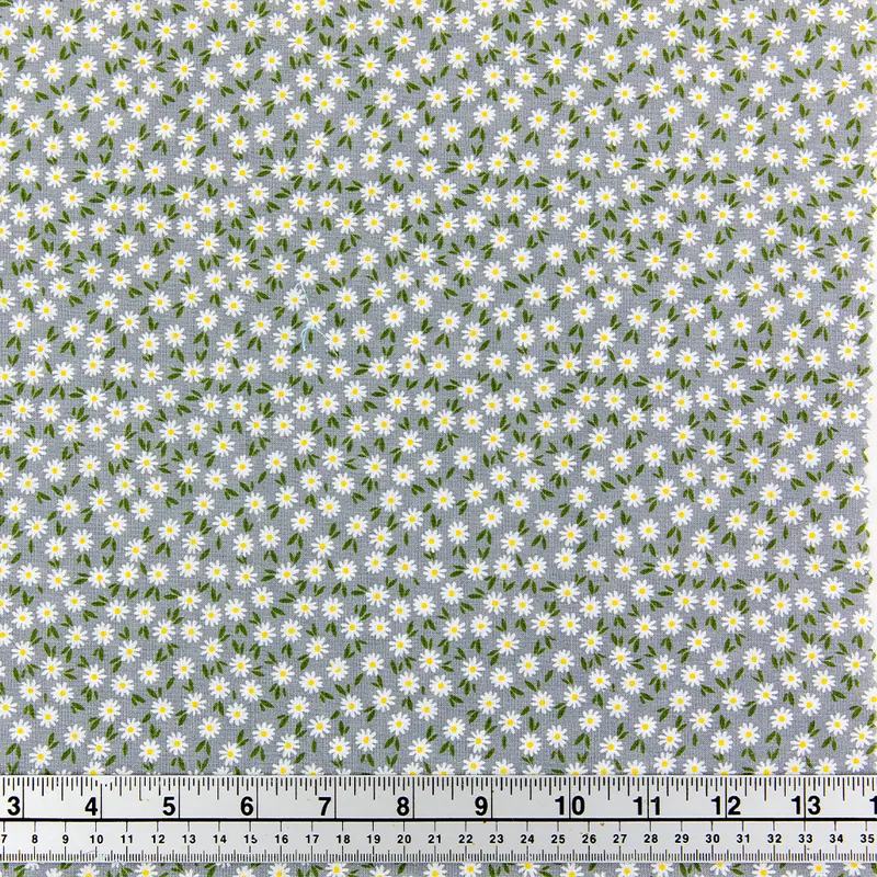 Print Craft & Quilting Fabric, Ditsy Daisies Gray- Width 110Cm 1