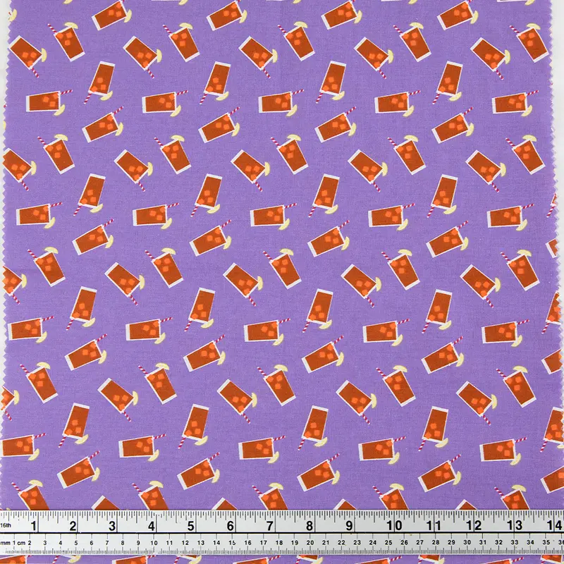 Print Craft & Quilting Fabric, Iced Tea On Purple- Width 110Cm 1