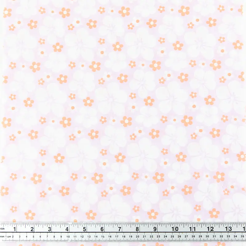 Print Craft & Quilting Fabric, White On Purple Large Floral- Width 110Cm 1