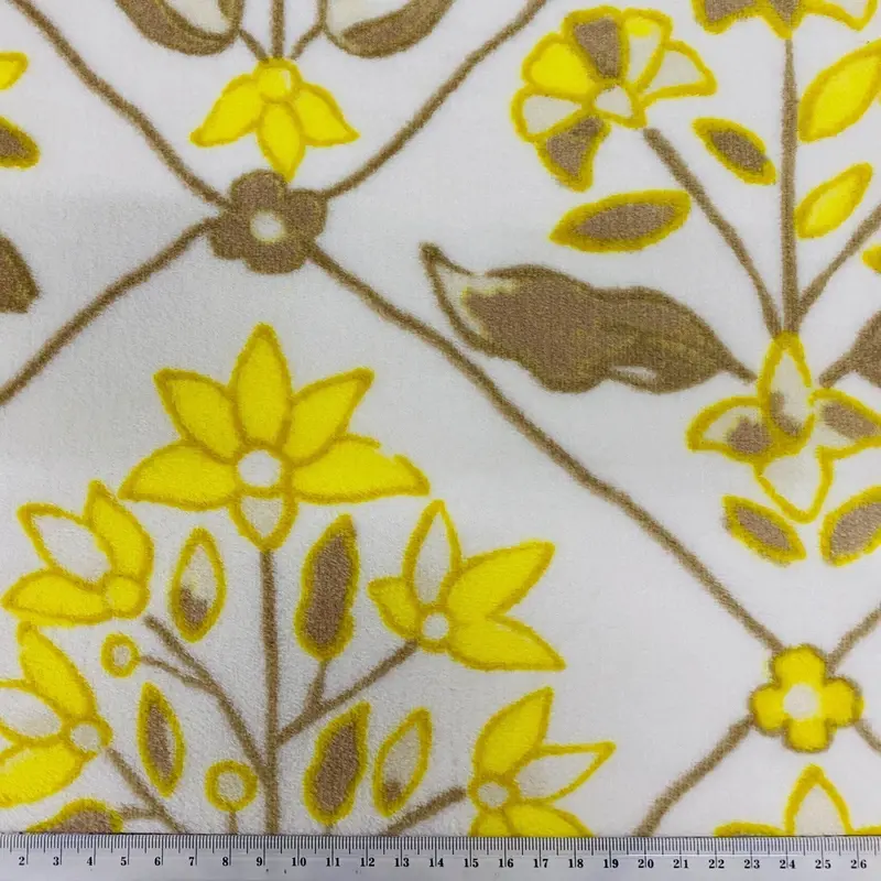 Printed Coral Fleece Fabric, White Flower Tree-155Cm 1