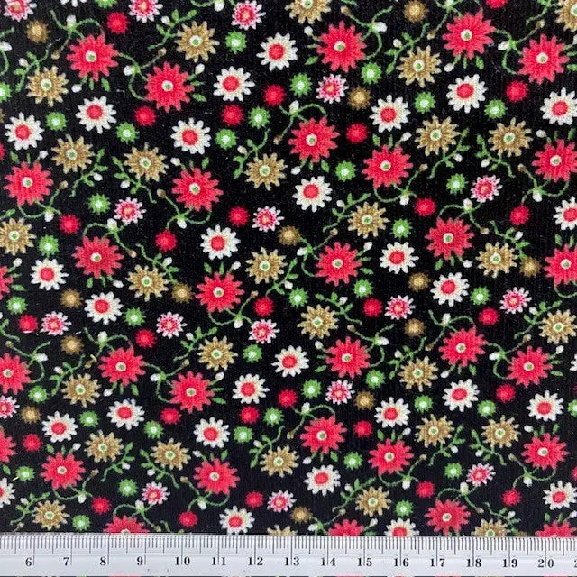 Printed Corduroy Fabric, Multi Posies- Width 114Cm 1