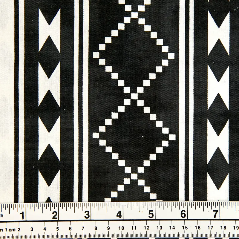 Printed Cotton Duck Fabric, Black Aztec- Width 140Cm 1