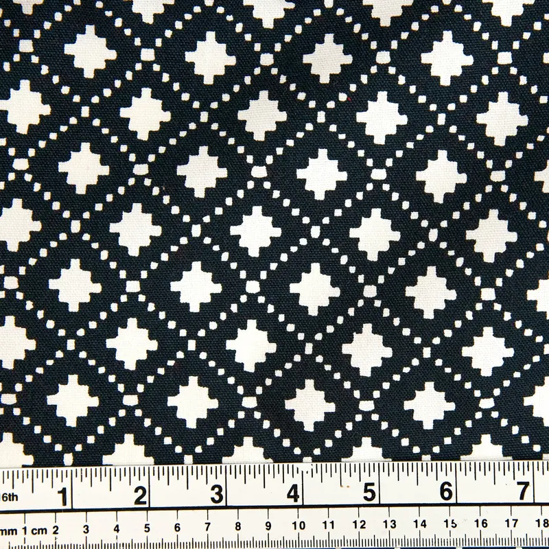 Printed Cotton Duck Fabric, Black Board Check- Width 140Cm 1