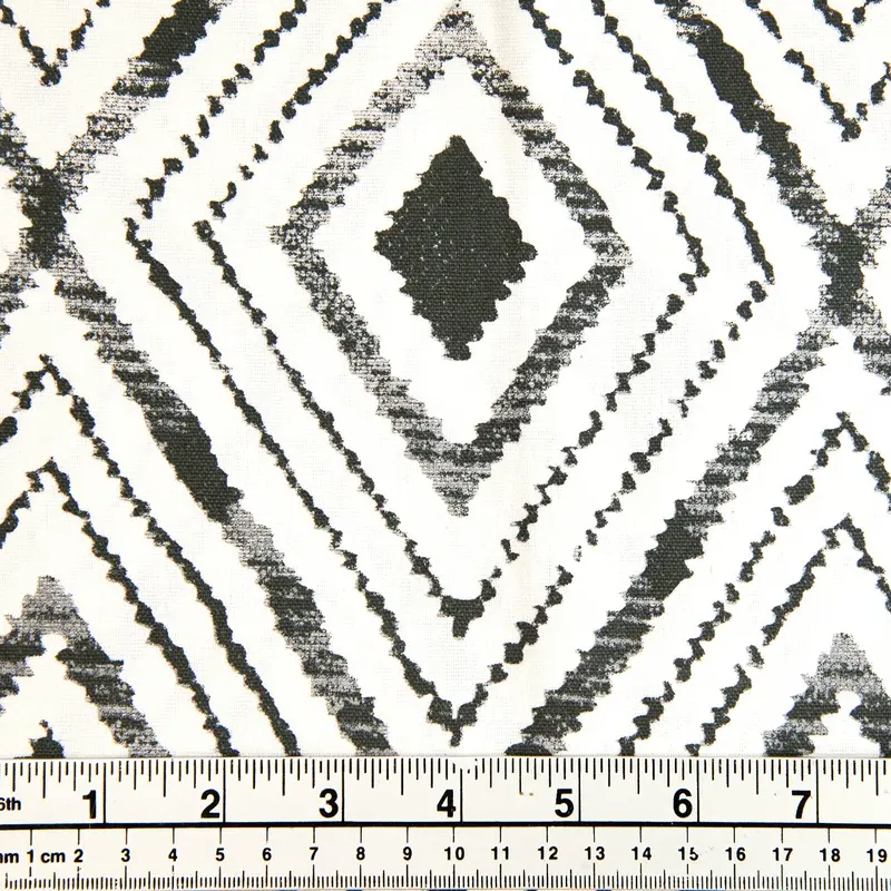 Printed Cotton Duck Fabric, Grey Multi Diamond- Width 140Cm 1