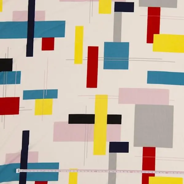 Printed Knit Fabric, Multi Colour On White- Width 148Cm 1
