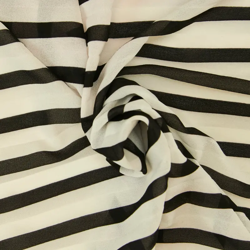 Printed Pleats Fabric, White/Black 1
