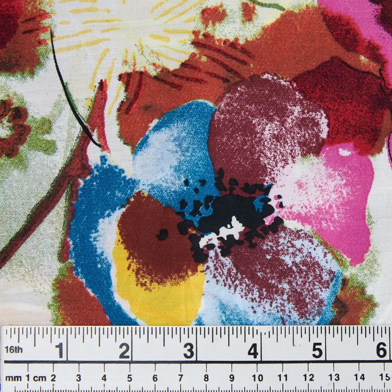 Printed Rayon Fabric, Multi Floral- Width 140Cm 1