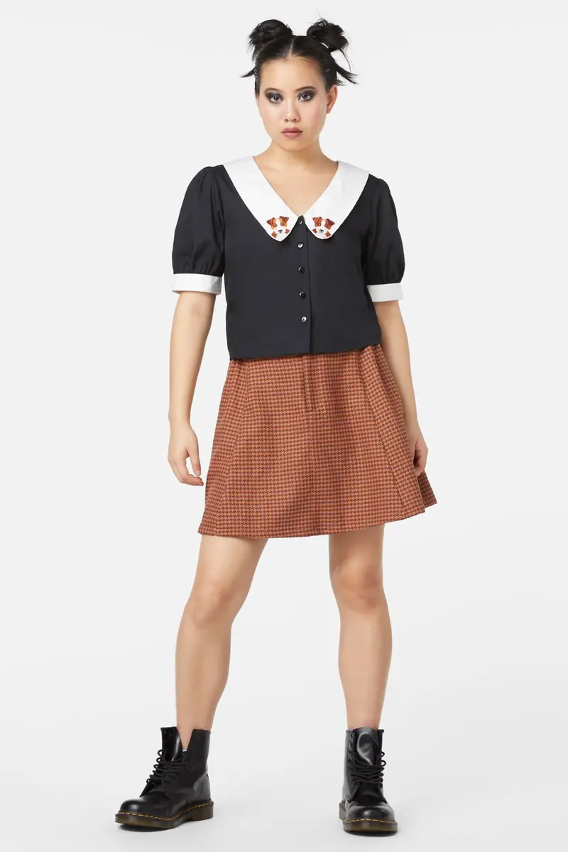 Puppy Embroidery Blouse 1