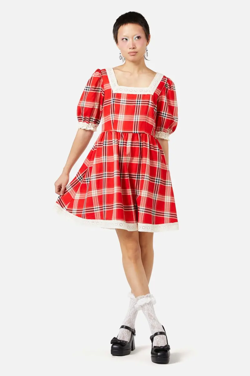 Queen Of Cats Tartan Dress 1