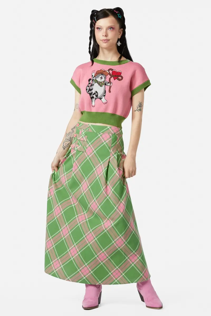 Ranch Tartan Midi Skirt 1