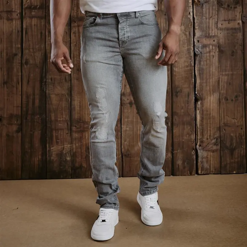 Ranger Slim Denim - Light Grey Distressed 1