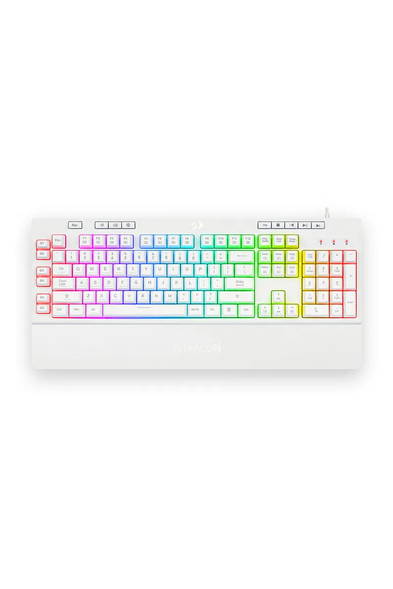 Redragon K512w Shiva Rgb Backlit Full Size Wired Membrane Gamin Keyboard (White) 1
