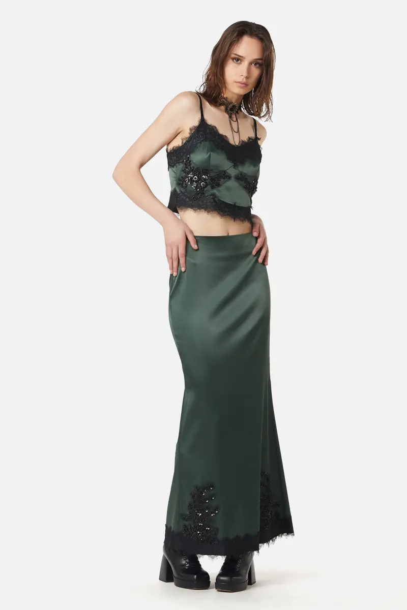 Remnants Satin Lace Skirt 1