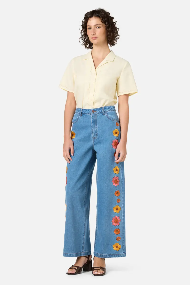 Retro Bloom Embroidered Jean 1