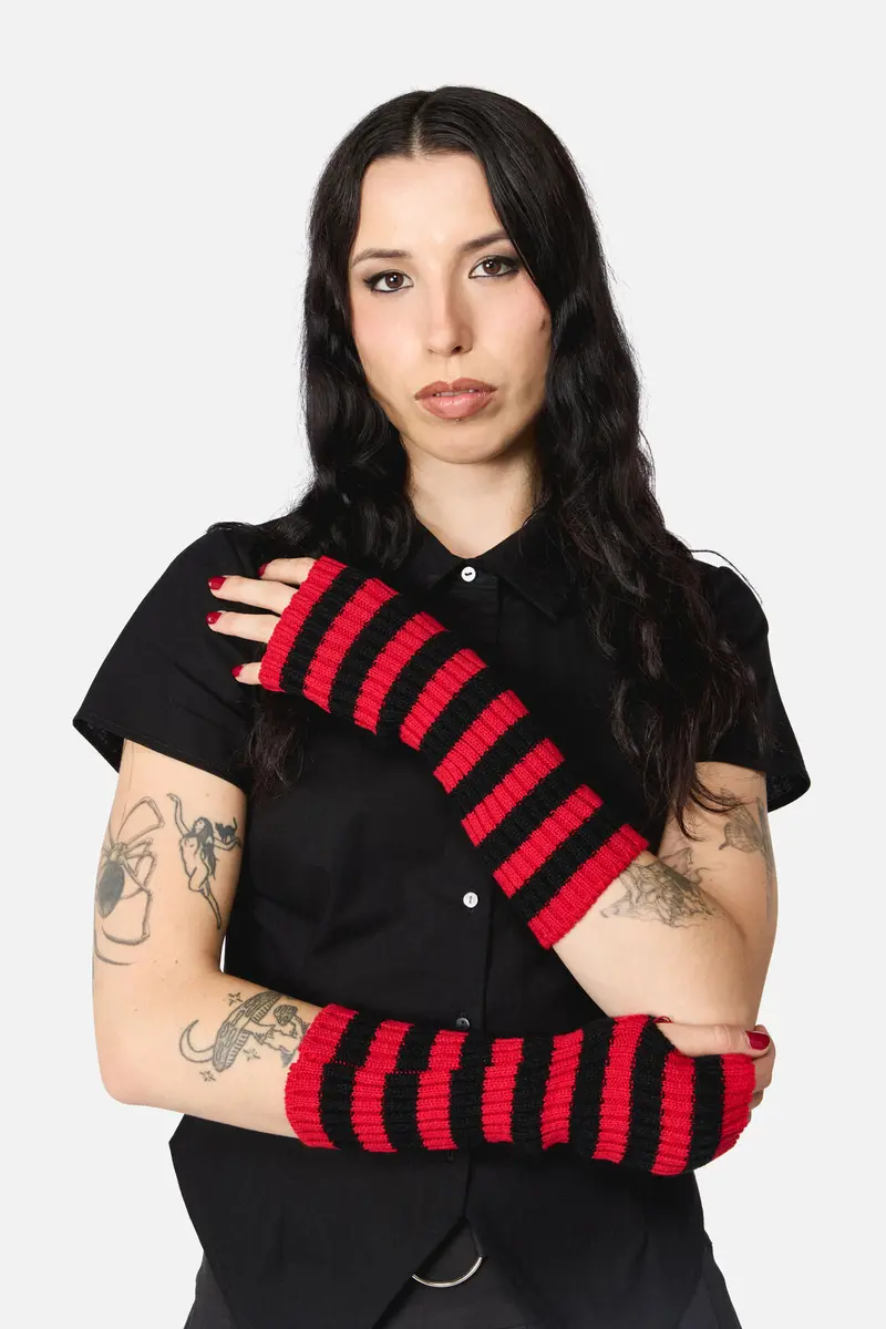Ribbed Long Fingerless Gloves 1