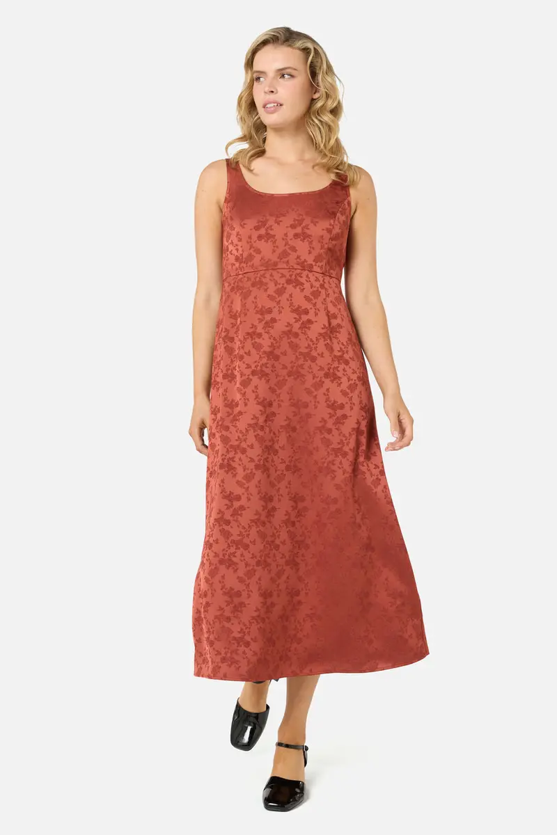 Roma Satin Embossed Midi Dress 1