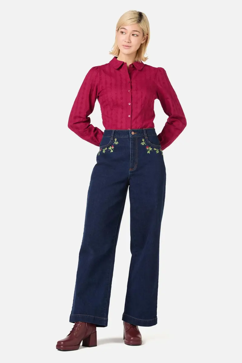 Rose Bud Embroidered Jean 1