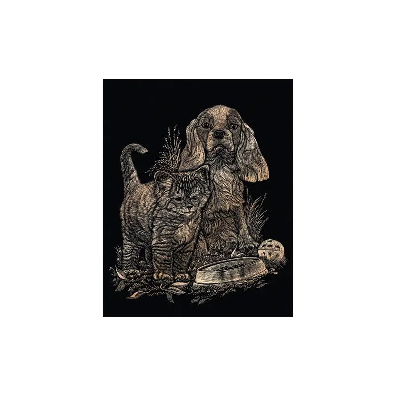 Royal Langnickel Copper Foil Engraving Art, Kitten And Puppy- 8X10" 1