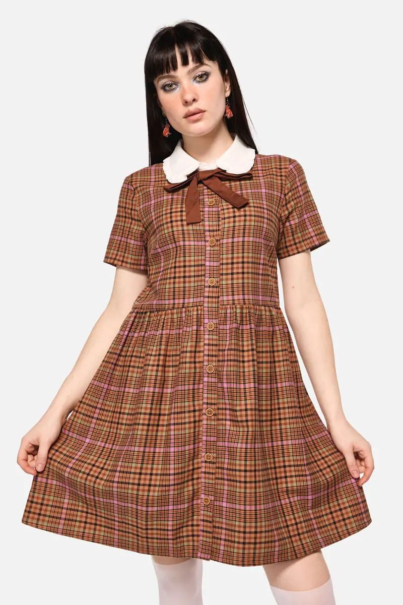 Rustic Check Collar Dress 1