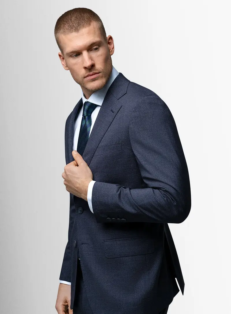 Sacrati Micro Check Navy Suit 1
