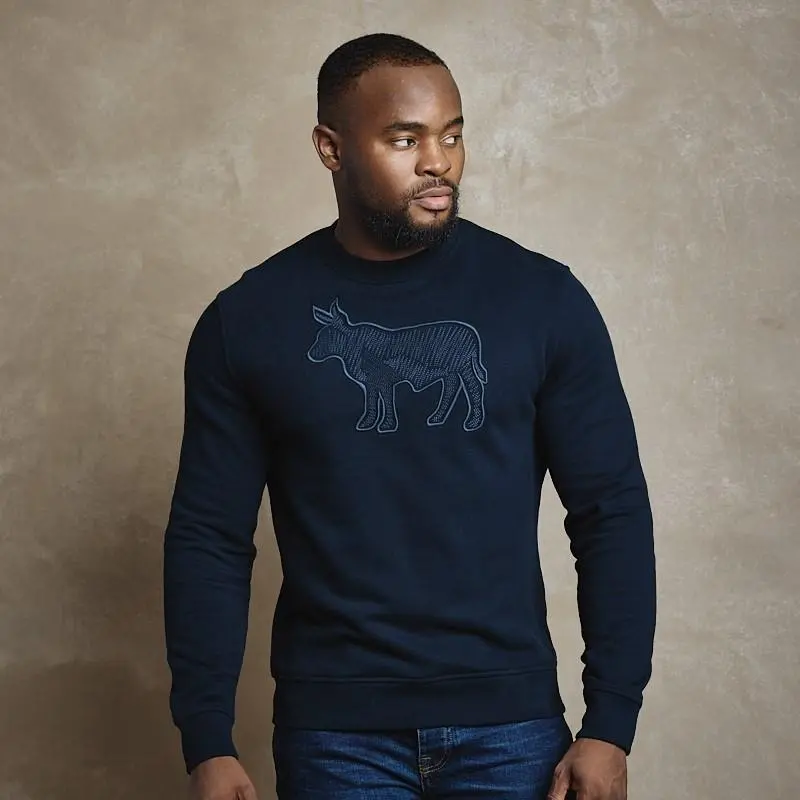 Scribble Embroidery Nguni Sweat - Midnight 1
