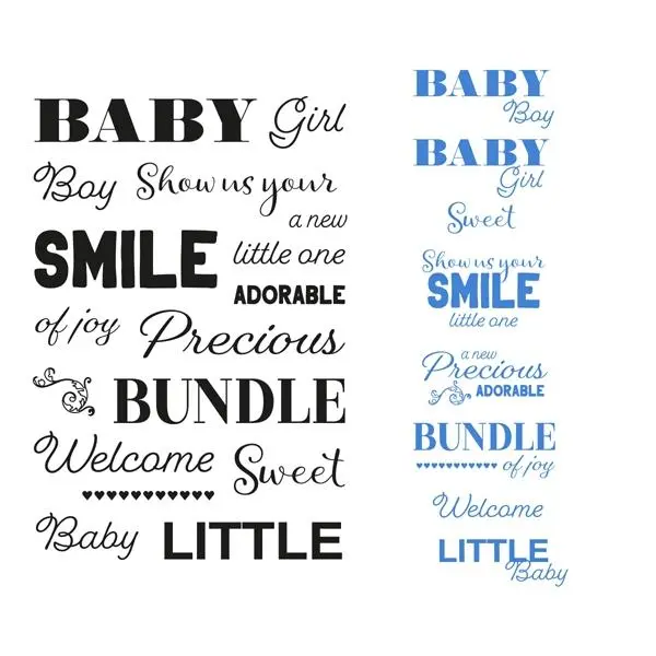 Sentiment Stamp Set, Bundle Of Joy- 17Pc 1