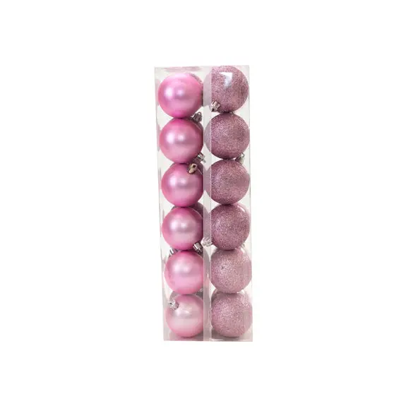 Shiny/Matte & Glitter Bauble Pack, Rose- 60Mm 1