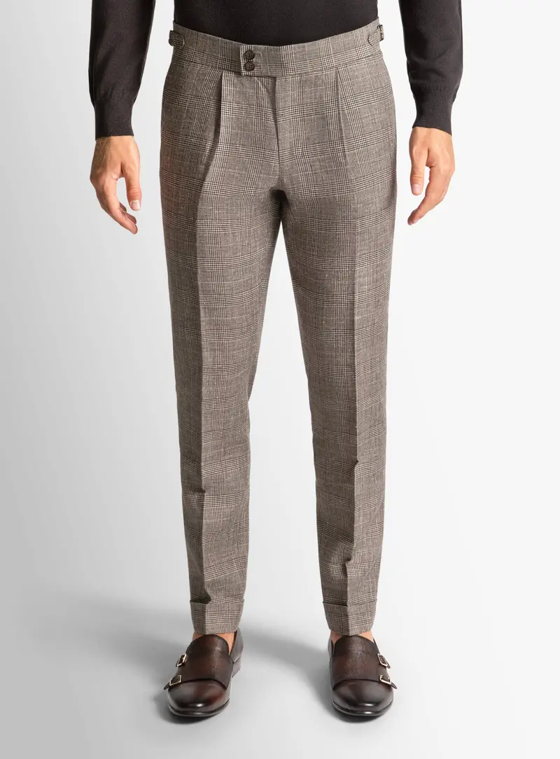 Sienna Plaid Chocolate Trousers 1