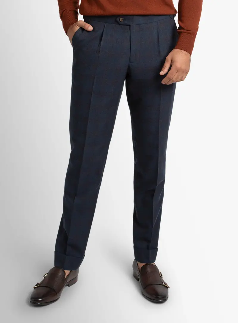 Sienna Plaid Navy Trousers 1