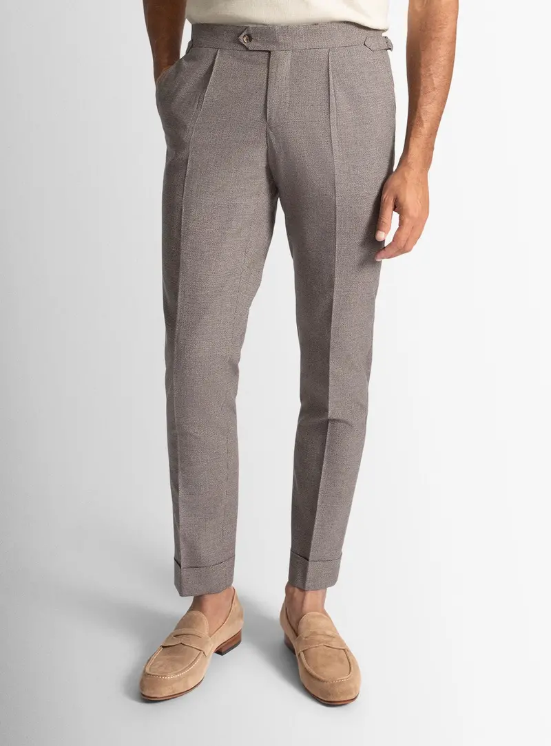 Sienna Puppytooth Chocolate Brown Trousers 1
