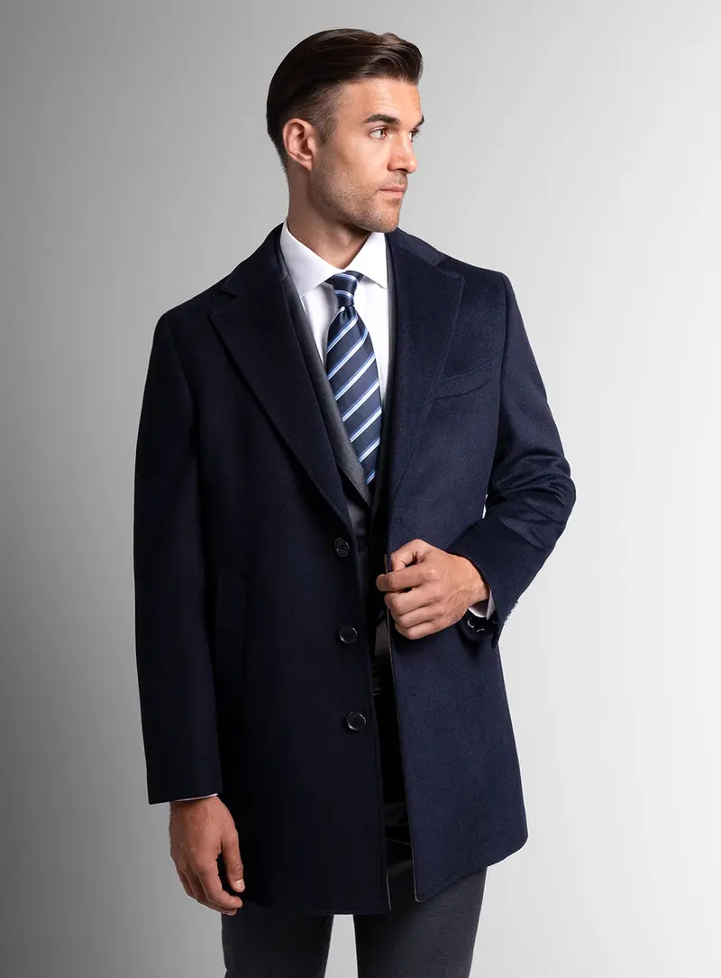 Signature Wool Pile Navy Blue Coat 1