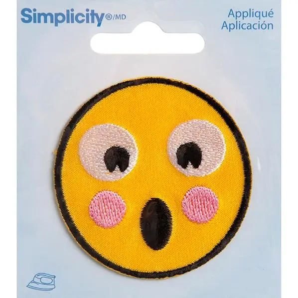 Simplicity Iron On Applique, Shocked Smiley 1