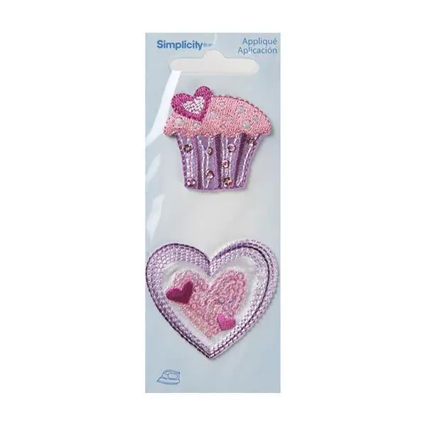 Simplicity Iron On Appliques, Cupcake Heart- 2Pc 1