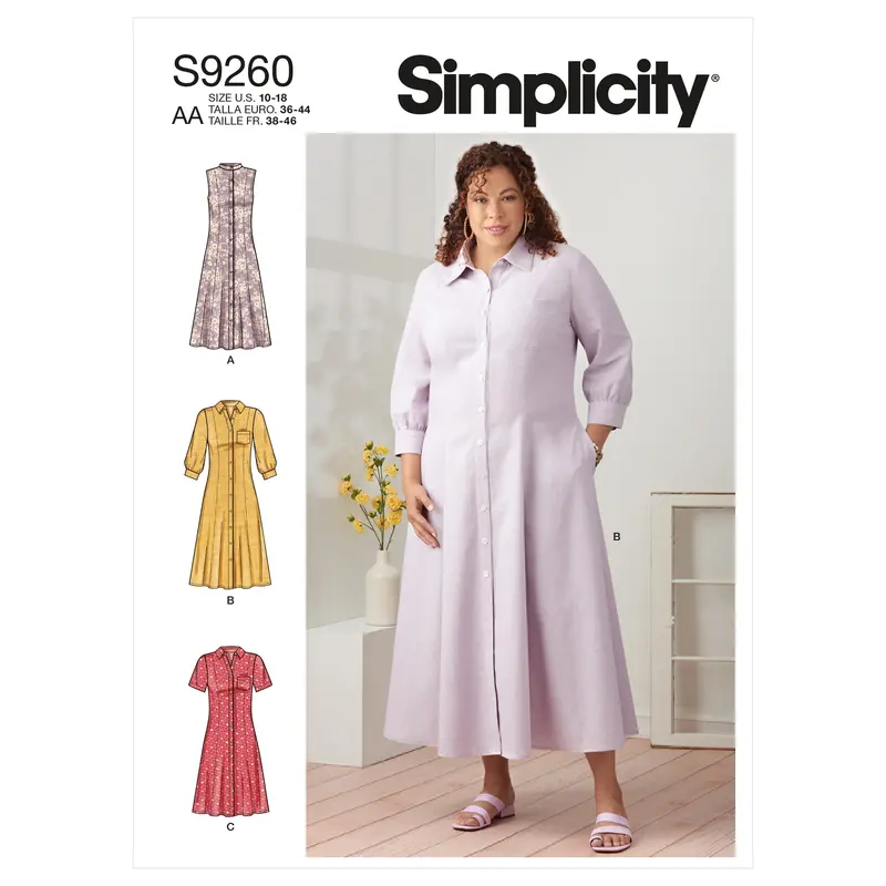 Simplicity Pattern 9260 Misses' & Women's Button Front Dresses 1