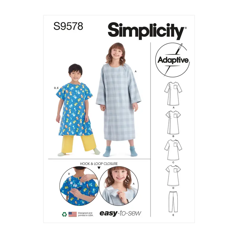 Simplicity Pattern Ss9578 Children's, Girls' And Boys' Recovery Gowns And Pants 1