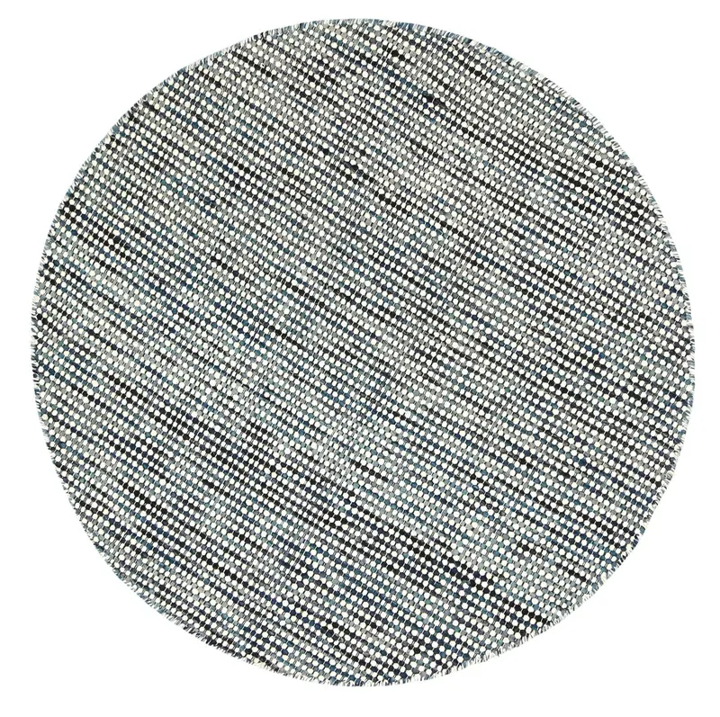 Skandi Ingrid Teal Round Wool Rug 1