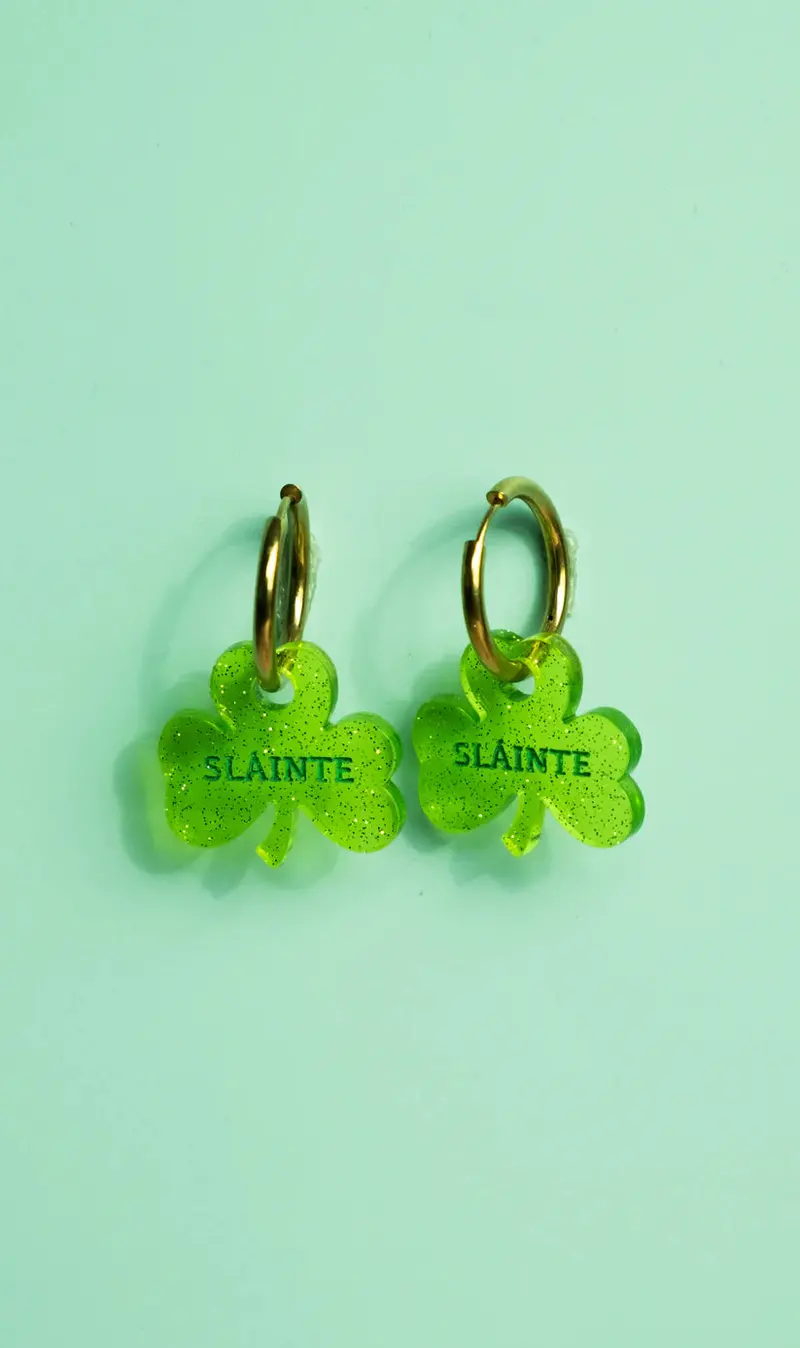 Sláinte Shamrock Hoop Earrings 1