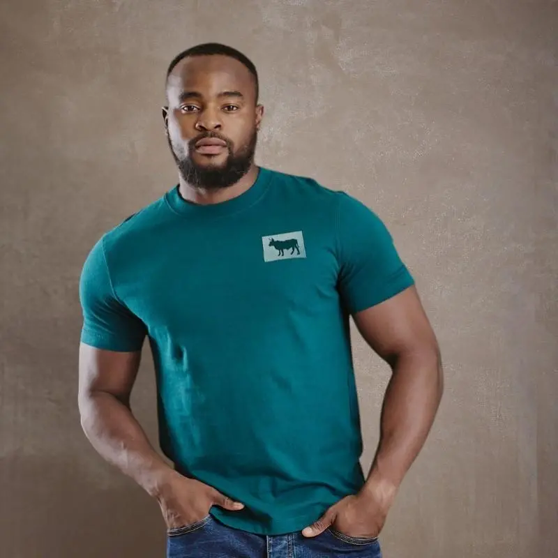 Soft Brush Nguni Crew Tee - Teal 1