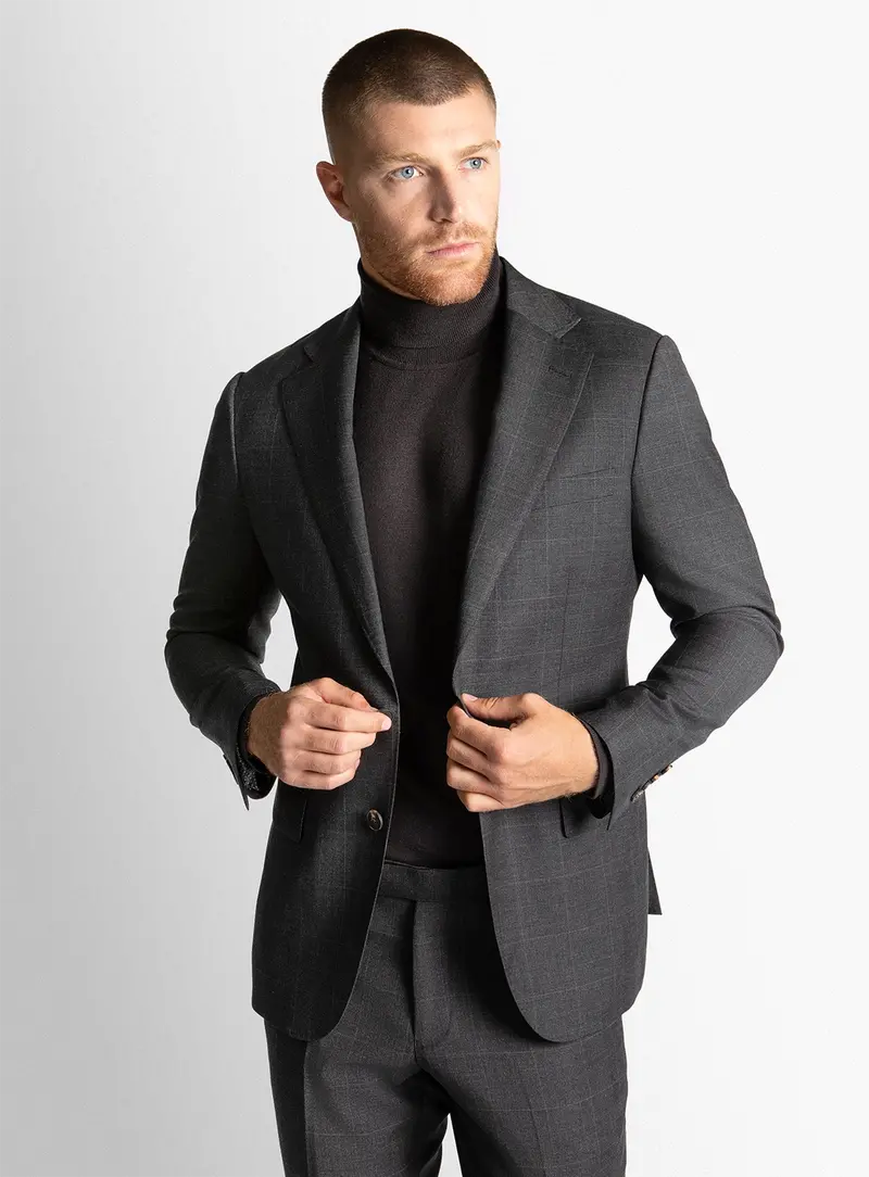 Spinoza Overcheck Charcoal Suit 1