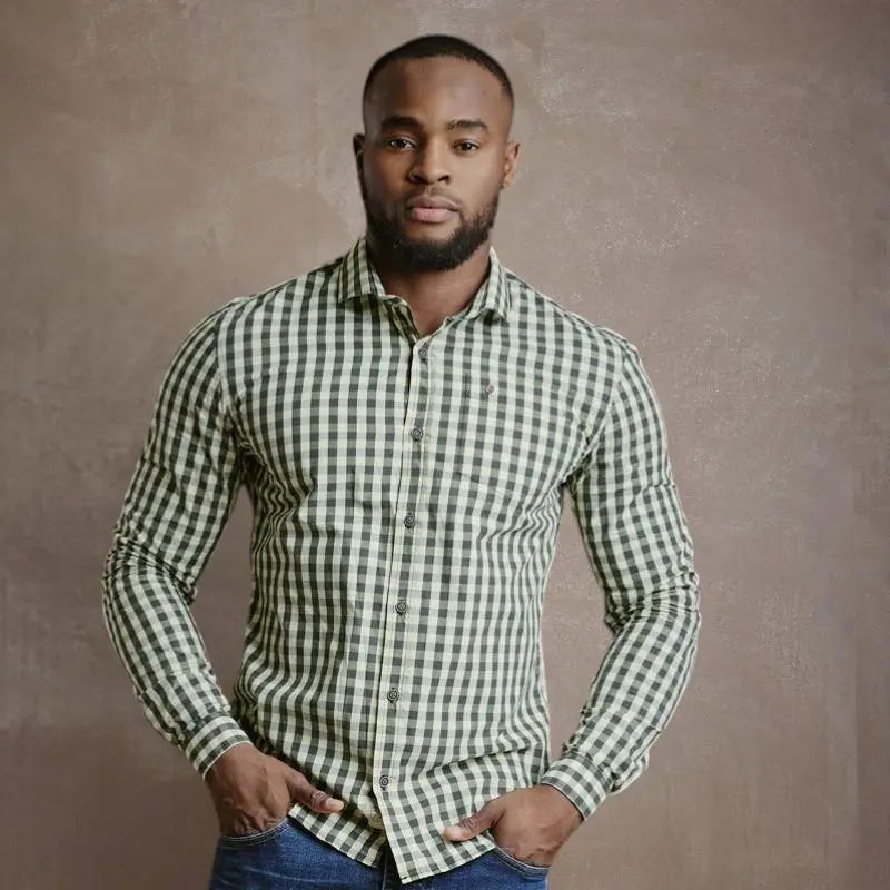 Spring Gingham Slim Fit Shirt - Fatigue 1