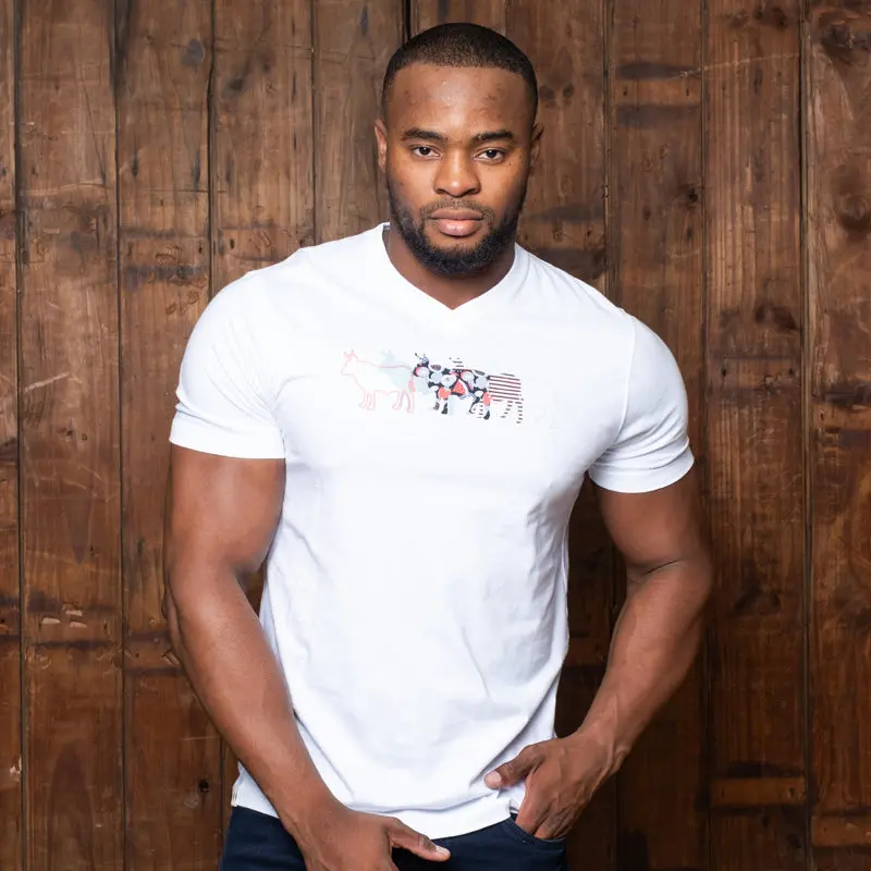 Staggered Ngunis V-Neck Crew Tee Pelican 1
