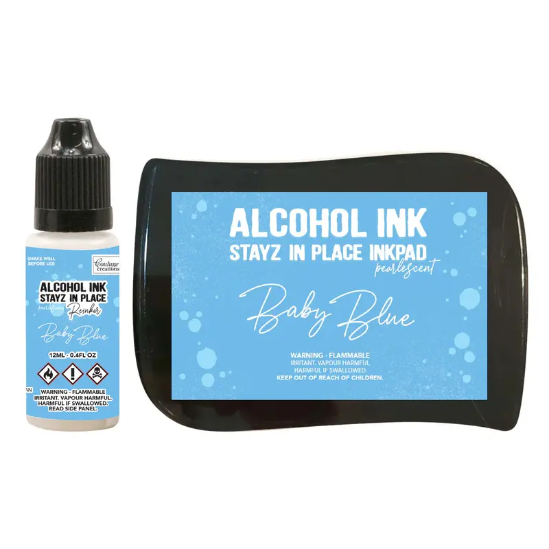 Stayz In Place Alcohol Ink Pad Reinker, Baby Blue Pearlescent- 12Ml 1