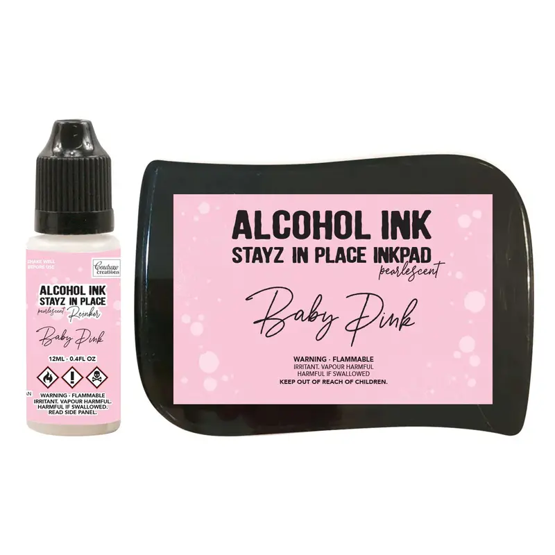 Stayz In Place Alcohol Ink Pad Reinker, Baby Pink Pearlescent- 12Ml 1