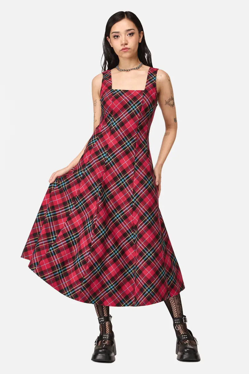 Stop It Grunge Tartan Midi Dress 1